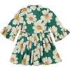 Mini Bowie Dress in Green with White Floral - Dresses - 2