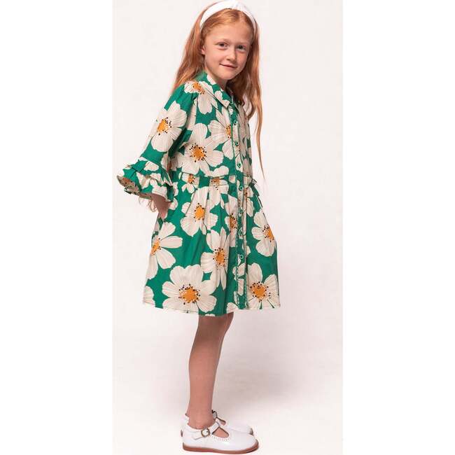 Mini Bowie Dress in Green with White Floral - Dresses - 3