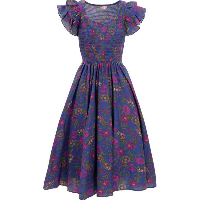 Hattie Dress in Blue Multicolor Floral
