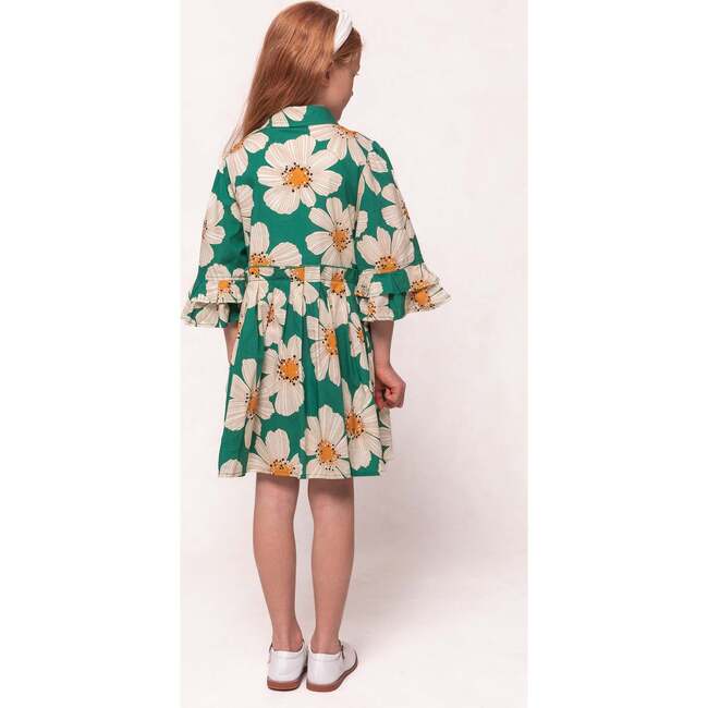 Mini Bowie Dress in Green with White Floral - Dresses - 4