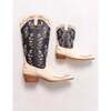 Mini Rosemary Cowgirl Boots in Cream & Navy - Boots - 4