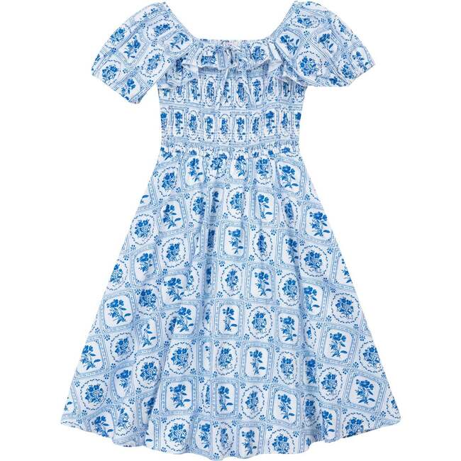 Mini Mae Dress in Blue Floral Stamp