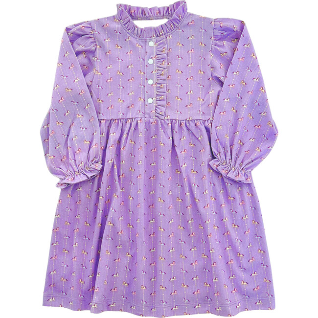 Pima Cotton Ruffle Dress, Purple Carousel