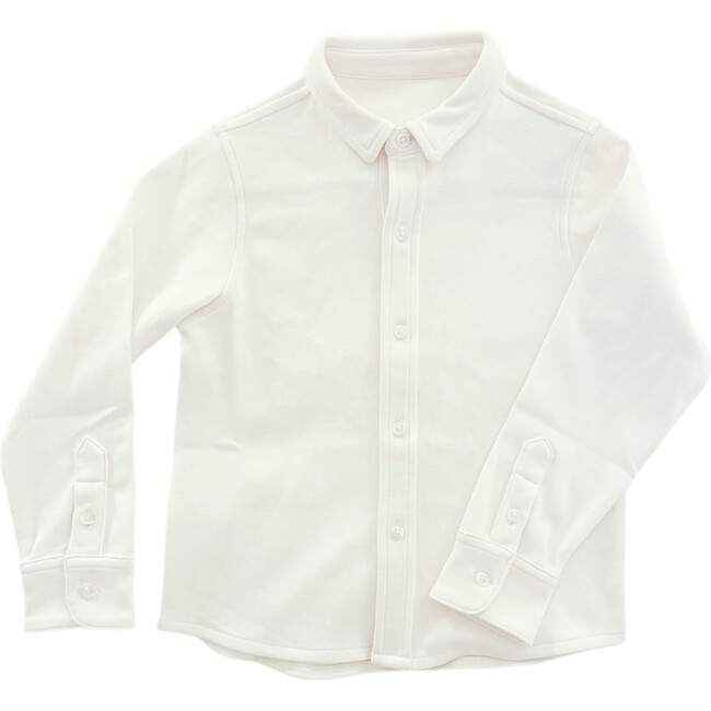 Boys' Knit Button Down, White