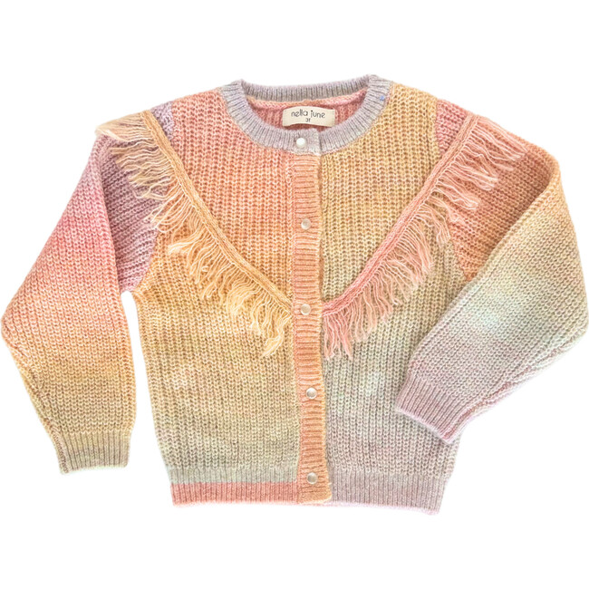 Fringe Cardigan, Light Rainbow