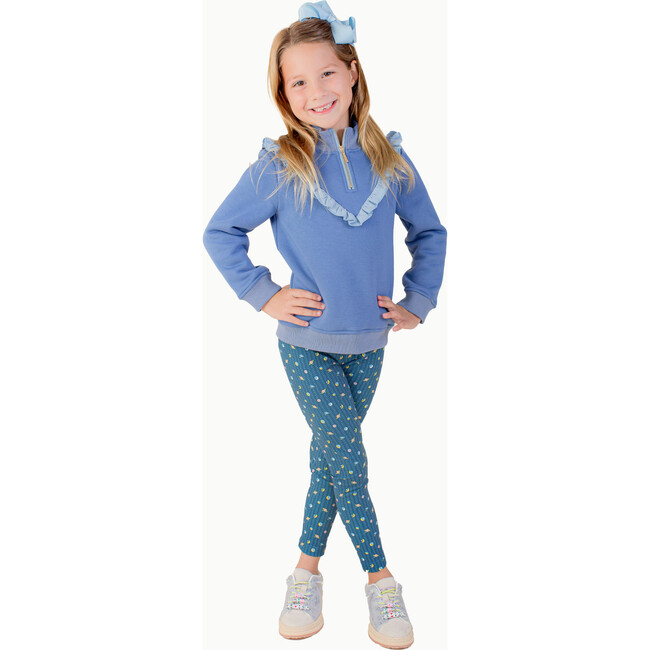 Girls' Half Zip, Blue/Light Blue - Sweatshirts - 2