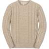 Organic Long Sleeve Fisherman Cable Pullover Sweater, Natural Fleck - Sweaters - 1 - thumbnail