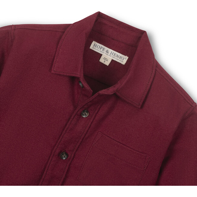 Organic Long Sleeve Flannel Button Down Shirt, Dark Red - Button Downs - 2