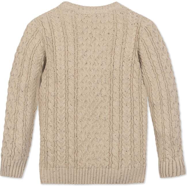 Organic Long Sleeve Fisherman Cable Pullover Sweater, Natural Fleck - Sweaters - 3