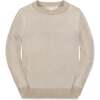 Organic Long Sleeve Crewneck Pullover Sweater, Natural Stripe - Sweaters - 1 - thumbnail