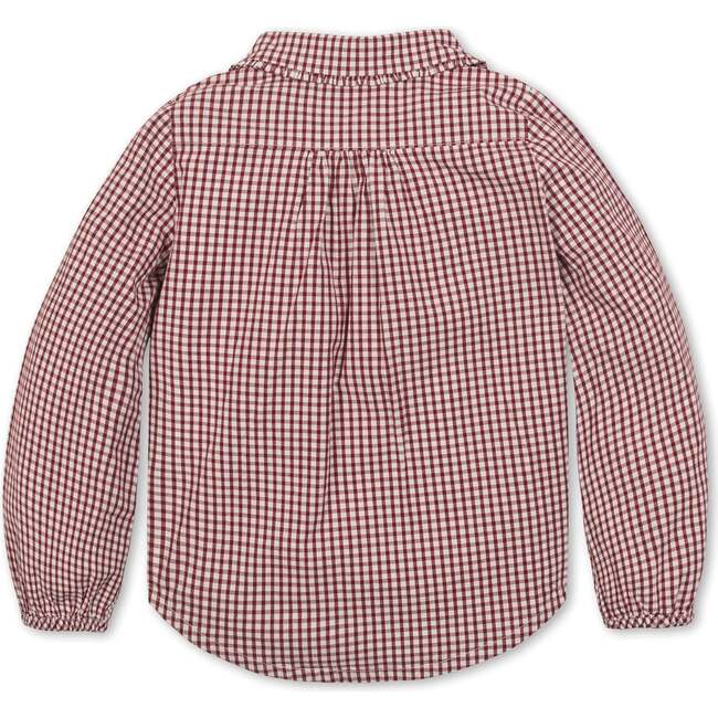 Organic Button Down Peter Pan Collar Top, Dark Red Check - Button Downs - 3