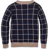 Organic Long Sleeve Boyfriend Cardigan Sweater, Navy and Taupe Windowpane - Cardigans - 3