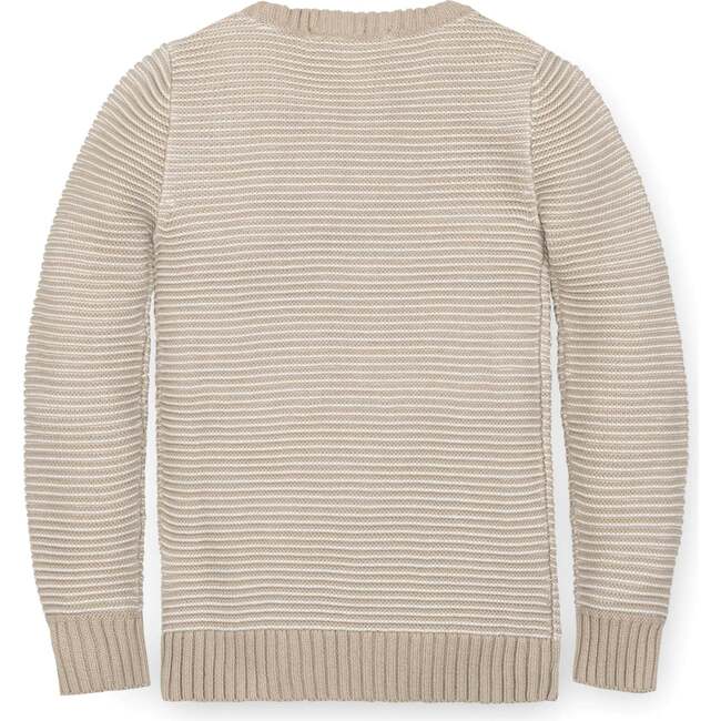 Organic Long Sleeve Crewneck Pullover Sweater, Natural Stripe - Sweaters - 3