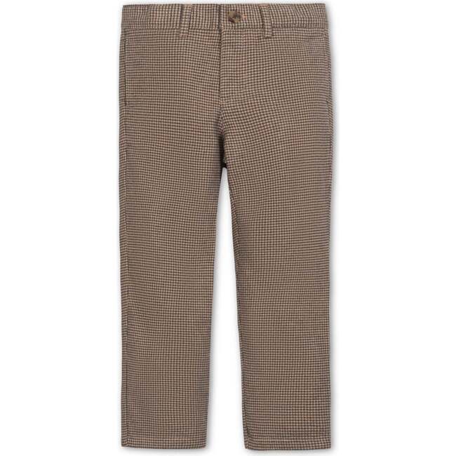 Organic Brushed Suit Pant, Camel Houndstooth