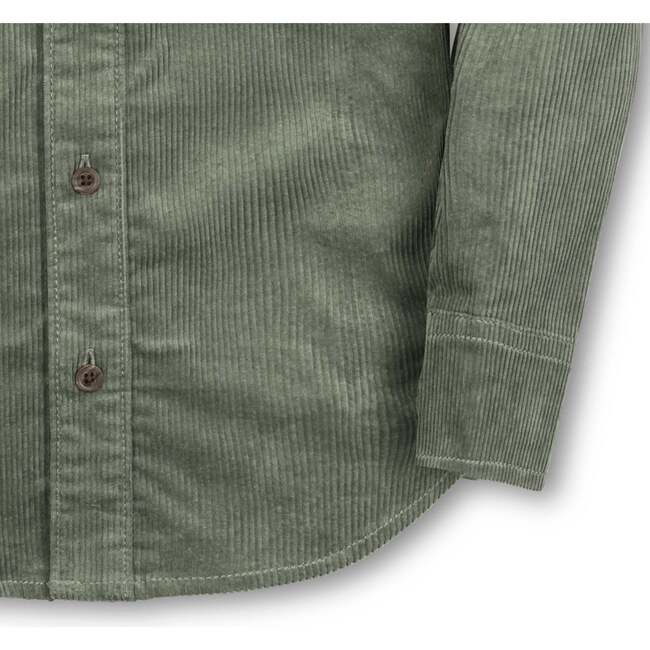 Organic Long Sleeve Corduroy Flap Pocket Button Down Shirt, Sage - Button Downs - 3