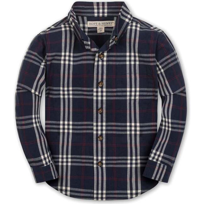Organic Stretch Poplin Long Sleeve Button Down Shirt, First Day Plaid