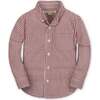 Organic Stretch Poplin Long Sleeve Button Down Shirt, Dark Red Check - Button Downs - 1 - thumbnail