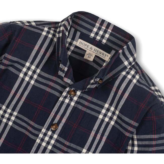 Organic Stretch Poplin Long Sleeve Button Down Shirt, First Day Plaid - Button Downs - 2