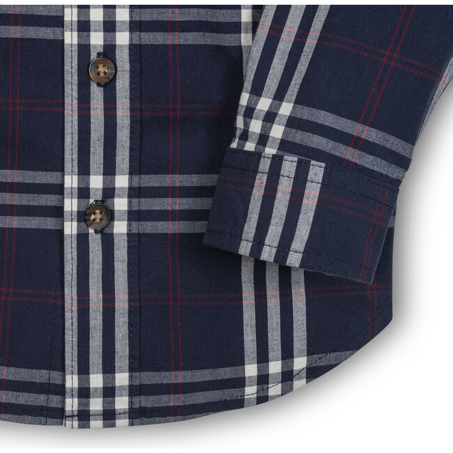 Organic Stretch Poplin Long Sleeve Button Down Shirt, First Day Plaid - Button Downs - 3