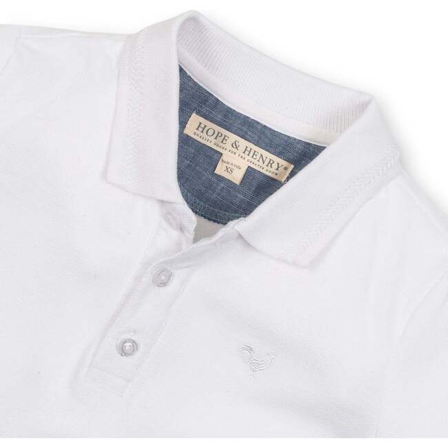 Organic Short Sleeve Knit Pique Polo Shirt, White - Polo Shirts - 2