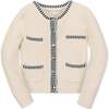 Organic Puff Sleeve Textured Cardigan Sweater, Ivory Tweed - Cardigans - 1 - thumbnail