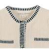 Organic Puff Sleeve Textured Cardigan Sweater, Ivory Tweed - Cardigans - 2