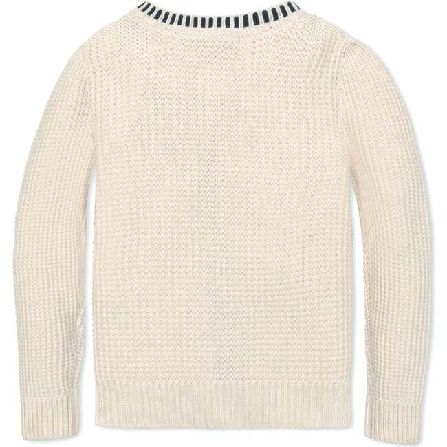 Organic Puff Sleeve Textured Cardigan Sweater, Ivory Tweed - Cardigans - 3