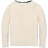 Organic Puff Sleeve Textured Cardigan Sweater, Ivory Tweed - Cardigans - 3