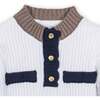 Organic Mock Neck Henley Sweater Dress, Soft White and Navy Colorblock - Dresses - 2