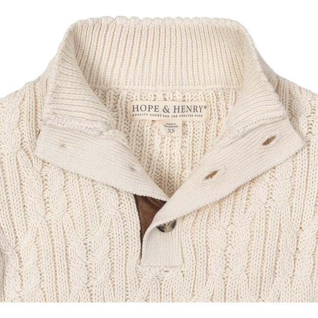 Organic Mock Neck Cable Sweater, Ivory Twist Cable - Sweaters - 2