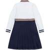 Organic Mock Neck Henley Sweater Dress, Soft White and Navy Colorblock - Dresses - 3