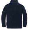 Organic Mock Neck Cardigan Stitch Sweater, Navy Fleck - Sweaters - 3