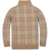 Organic Mock Neck Intarsia Sweater, Camel Heather Plaid Intarsia - Sweaters - 3