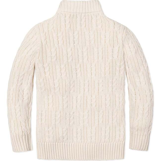 Organic Mock Neck Cable Sweater, Ivory Twist Cable - Sweaters - 3