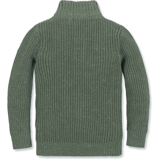Organic Mock Neck Cardigan Stitch Sweater, Sage Fleck - Sweaters - 3