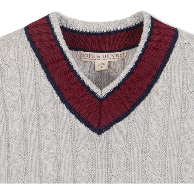 Organic Long Sleeve V-Neck Cricket Sweater, Light Gray Heather - Sweaters - 2
