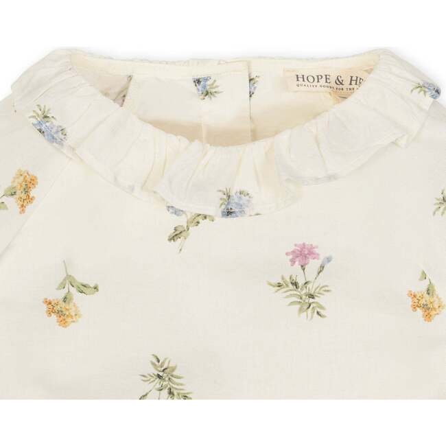 Organic Long Sleeve Ruffle Collar Top, Harvest Floral - Blouses - 2