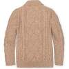 Organic Long Sleeve Shawl Collar Cable Sweater, Camel Heather - Sweaters - 3