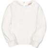 Organic Long Sleeve Ruffle Collar Knit Top, Soft White Ruffle Collar - T-Shirts - 1 - thumbnail