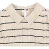 Organic Long Sleeve Peter Pan Collar Sweater Dress, Ivory Cable Breton Stripe - Dresses - 2