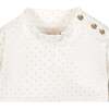Organic Long Sleeve Mock Neck Knit Top, Soft White Pindot - T-Shirts - 2