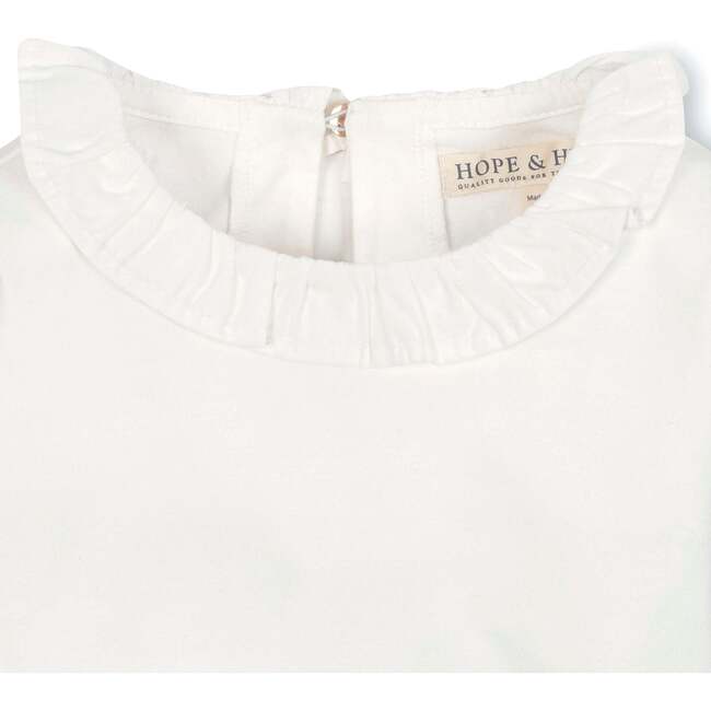 Organic Long Sleeve Ruffle Collar Knit Top, Soft White Ruffle Collar - T-Shirts - 2
