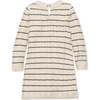 Organic Long Sleeve Peter Pan Collar Sweater Dress, Ivory Cable Breton Stripe - Dresses - 3