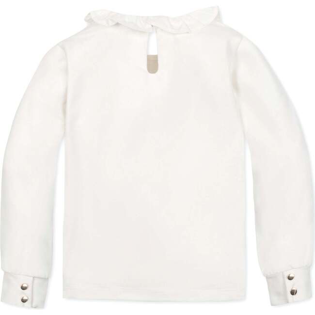 Organic Long Sleeve Ruffle Collar Knit Top, Soft White Ruffle Collar - T-Shirts - 3
