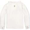 Organic Long Sleeve Ruffle Collar Knit Top, Soft White Ruffle Collar - T-Shirts - 3