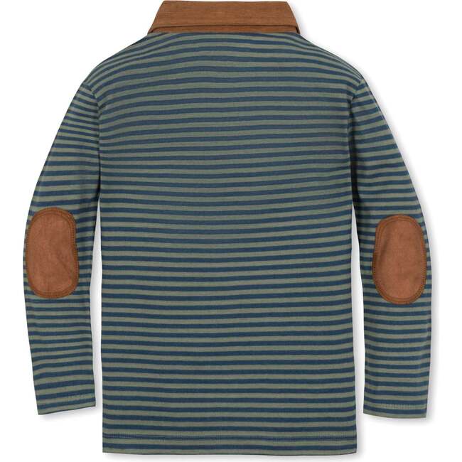 Organic Long Sleeve Jersey Polo with Cord Collar, Harvest Stripe - Polo Shirts - 3