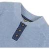 Organic Long Sleeve Henley Pullover Sweater with Elbow Patches, Blue Heather - Sweaters - 2