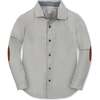 Organic Long Sleeve Flannel Button Down Shirt with Elbow Patches, Gray Heather Flannel - Button Downs - 1 - thumbnail