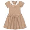 Short Sleeve Quilted Dress with Eyelet Collar, Camel Heather Quilted - Dresses - 1 - thumbnail