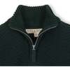 Organic Long Sleeve Half Zip Cable Pullover Sweater, Pine Green Chevron - Sweaters - 2